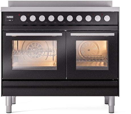 Professional Plus II 40 Inch Electric Freestanding Range in Glossy Black with Trim