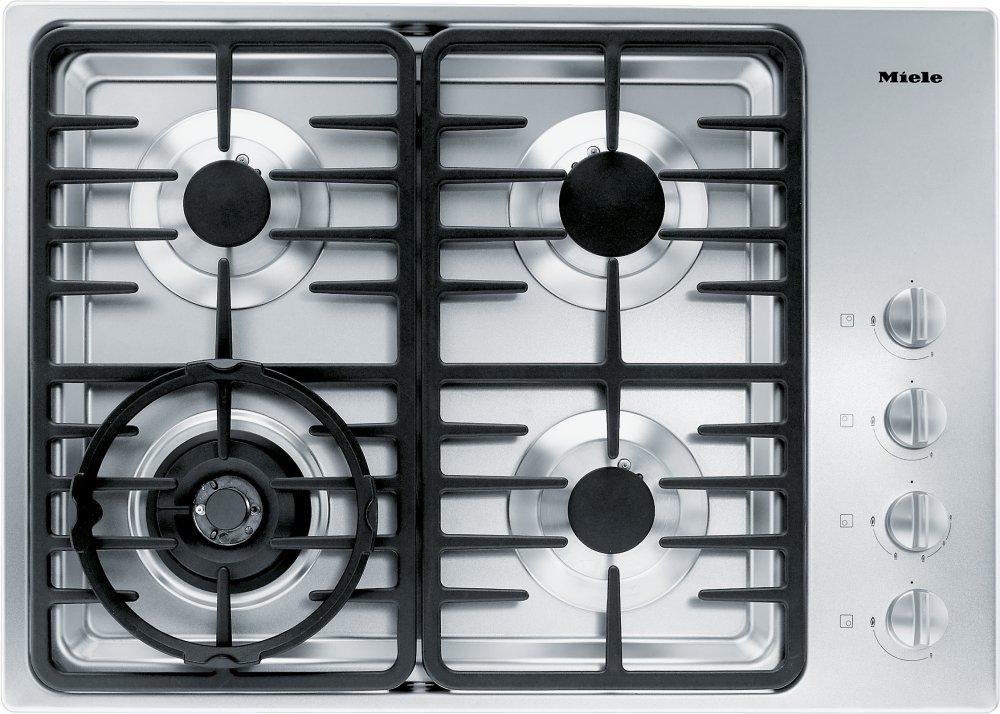 KM 3465 G Stainless steel - 30-inch gas cooktop with a dual wok burner for particularly wide ranging burner capacity.
