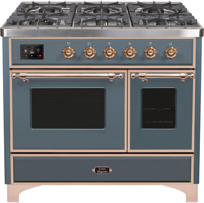 Majestic II 40 Inch Dual Fuel Liquid Propane Freestanding Range in Blue Grey with Copper Trim