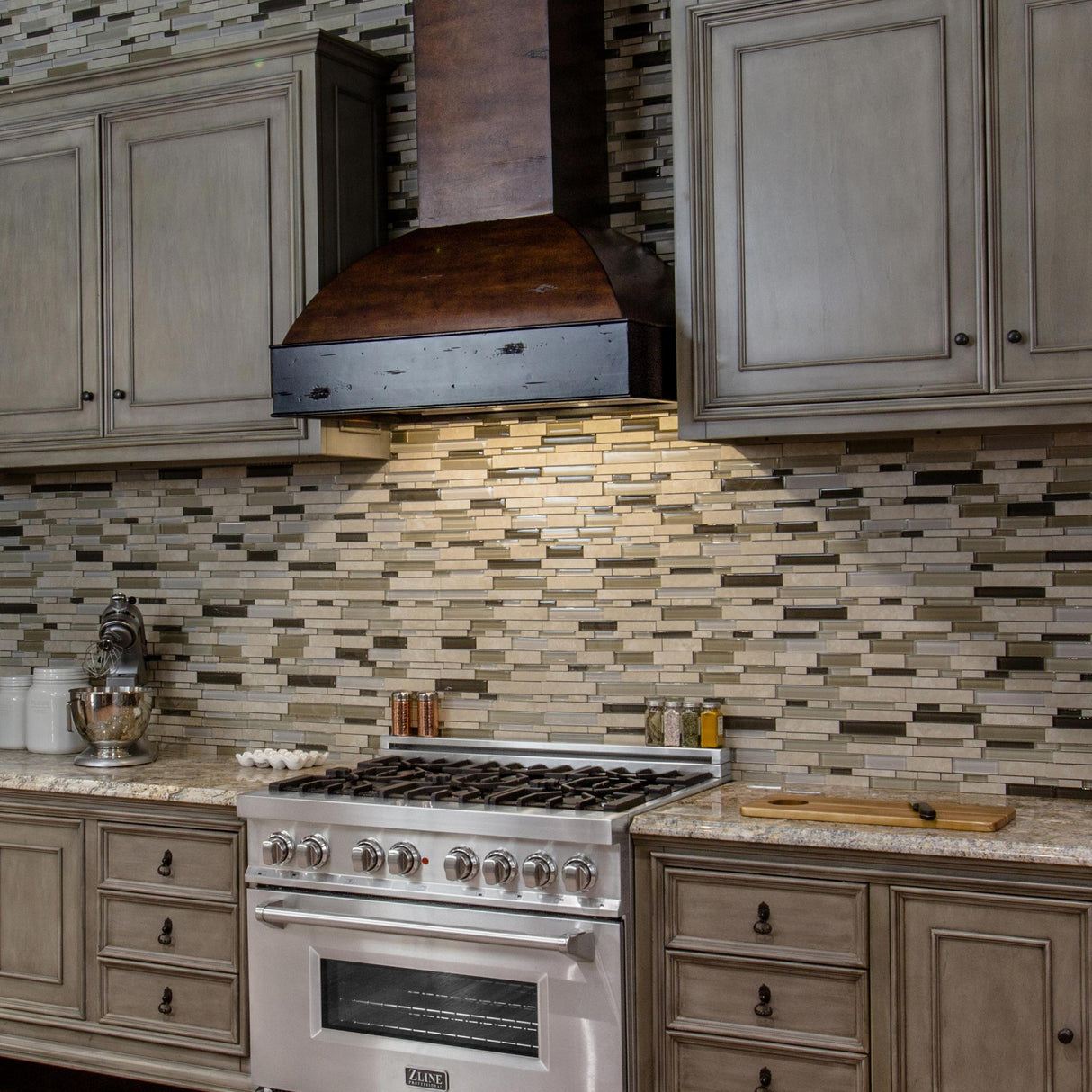 ZLINE 36" Wooden Wall Mount Range Hood in Antigua and Walnut - Includes Remote Motor