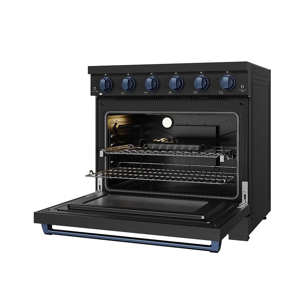 36 Inch Professional Electric Range In Black/blue  Gordon Ramsay Series