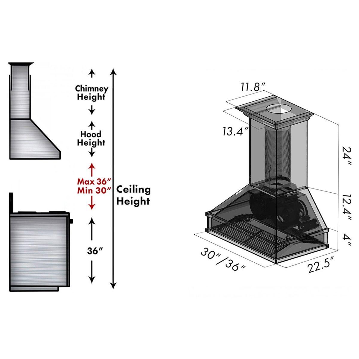 ZLINE 30 in. Wooden Wall Mount Range Hood in Antigua and Hamilton - Includes Remote Motor