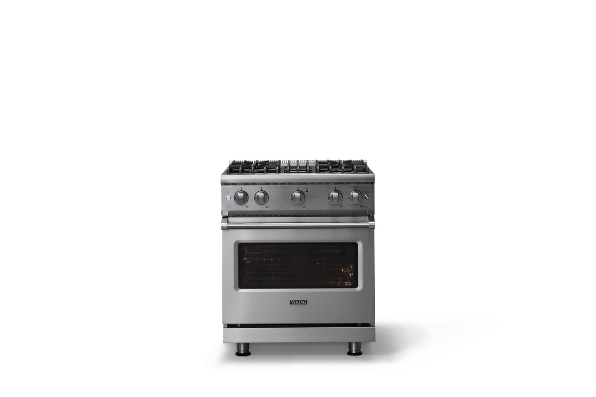 30"W. Sealed Burner Gas Range (Finish: Stainless Steel, Trim: Polished Chrome, Fuel: Natural Gas)