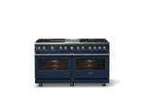 60"W.Dual Fuel Range (Finish: Slate Blue, Trim: Polished Chrome, Fuel: Natural Gas)