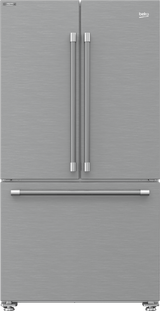 36" French Three-Door Stainless Steel Refrigerator with auto Ice Maker, Water Dispenser