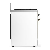 ILVE UM30NR3WHB Majestic III 30 inch Dual Fuel Range with 5 Black Brass Burners, Dual Function Burner up to 25,000 BTU (Natural Gas, Triple Glass Door, White, Burnished)