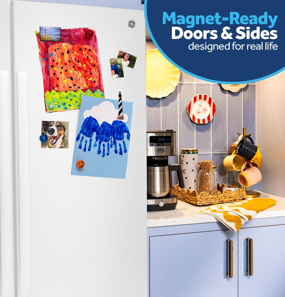 GE® 23.6 Cu. Ft. Counter-Depth Side-By-Side Refrigerator with Extra Tall Dispenser and In-Door Icemaker