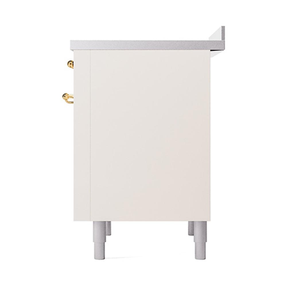 ILVE UNI366QNMPAWG Nostalgie II Noblesse 36 inch Induction Range (Solid Door, Antique White, Brass)