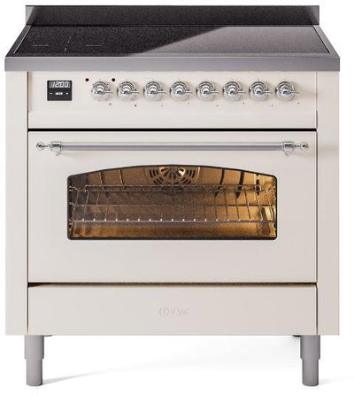 Nostalgie II 36 Inch Electric Freestanding Range in Antique White with Chrome Trim