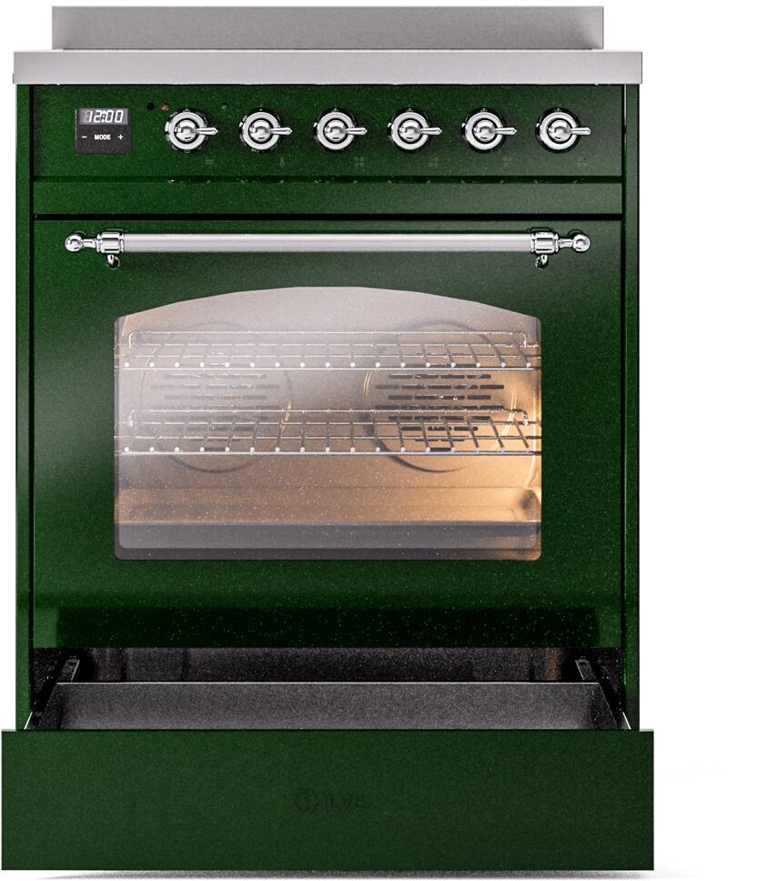 Nostalgie II 30 Inch Electric Freestanding Range in Emerald Green with Chrome Trim