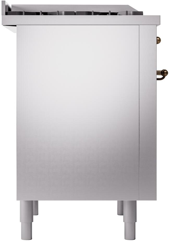Nostalgie II 36 Inch Dual Fuel Natural Gas Freestanding Range in Stainless Steel with Bronze Trim