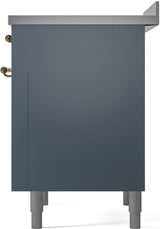 Nostalgie II 36 Inch Electric Freestanding Range in Blue Grey with Brass Trim