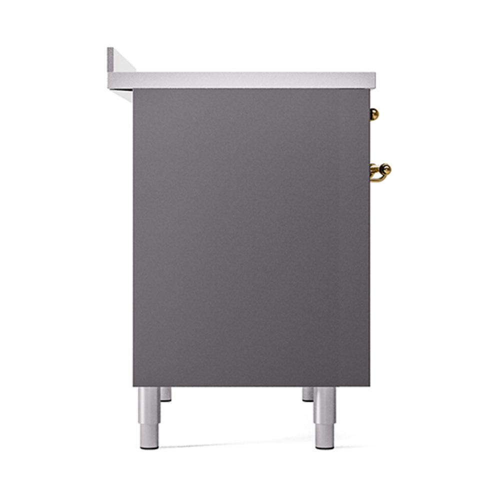 ILVE UNDI406QNMPMGG Nostalgie II Noblesse 40 inch Induction Range (Solid Door, Graphite Matte, Brass)