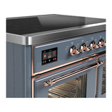ILVE UMDIB40NR3BGP Majestic III 40 inch Induction Range with 6 Elements, 3.82 cu. ft. Total Oven Capacity (Triple Glass Door, Blue Grey, Copper)
