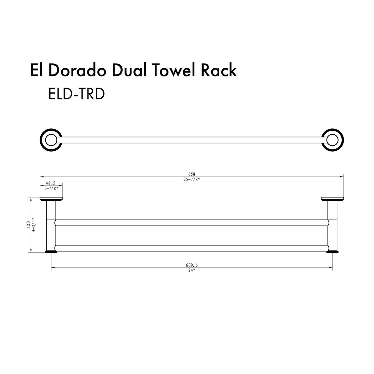 ZLINE El Dorado Double Towel Rail in Polished Gold (ELD-TRD-PG) [Color: Polished Gold]
