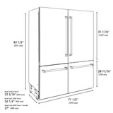 ZLINE Autograph Edition 72 in. 39.6 cu. ft. French Door Built-In Bottom Freezer Refrigerator with Water Dispensers and Ice Makers in Stainless Steel with Graphite Gray Interior and Champagne Bronze Accents (GRBITZ-304-72CB)