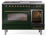 Nostalgie II 48 Inch Dual Fuel Liquid Propane Freestanding Range in Emerald Green with Brass Trim