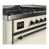 ILVE UM60FQNR3AWBLP Majestic III 60 inch Dual Fuel Range with 9 Burners and Griddle, Dual Function Burner up to 25,000 BTU (Liquid Propane, Solid Door, Antique White, Burnished)