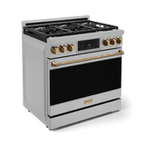 36 Inch Professional Gas Range With Tilt Panel Touch Control In Stainless Steel/bronze  Gordon Ramsay Series