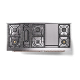 ILVE UN60FQNMPBGP Nostalgie II Noblesse 60 inch Dual Fuel Range (9 Sealed Burners + Griddle, Natural Gas, Solid Door, Blue Grey, Copper)