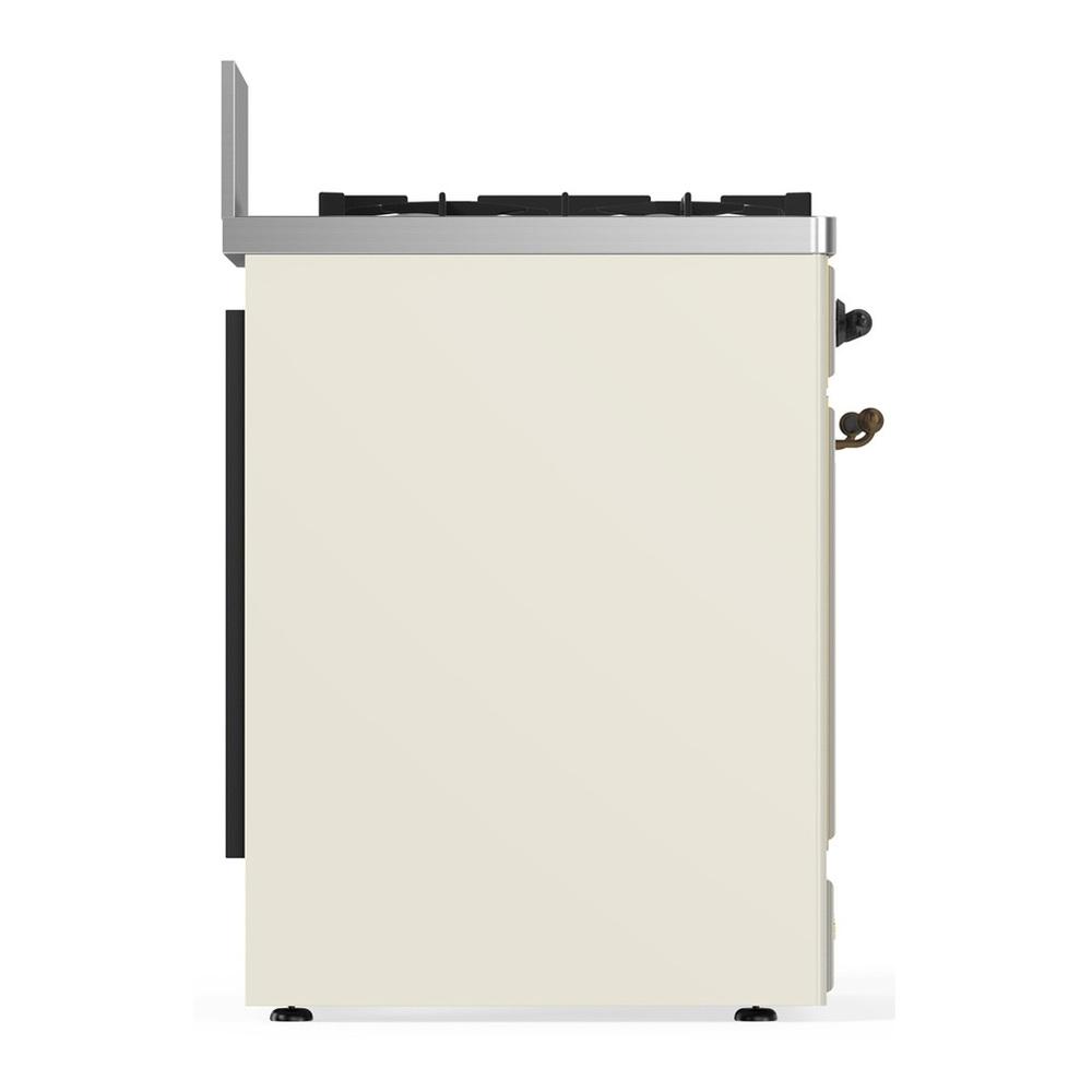 ILVE UM30QNR3AWB Majestic III 30 inch Dual Fuel Range with 5 Black Brass Burners, Dual Function Burner up to 25,000 BTU (Natural Gas, Solid Door, Antique White, Burnished)