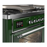 ILVE UM60FSNR3EGCLP Majestic III 60 inch Dual Fuel Range with 7 Burners, Griddle and French Top, Dual Function Burner with up to 25,000 BTU (Liquid Propane, Triple Glass Door, Emerald Green, Chrome)