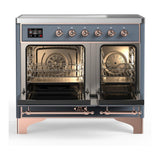 ILVE UMDIB40NR3BGP Majestic III 40 inch Induction Range with 6 Elements, 3.82 cu. ft. Total Oven Capacity (Triple Glass Door, Blue Grey, Copper)