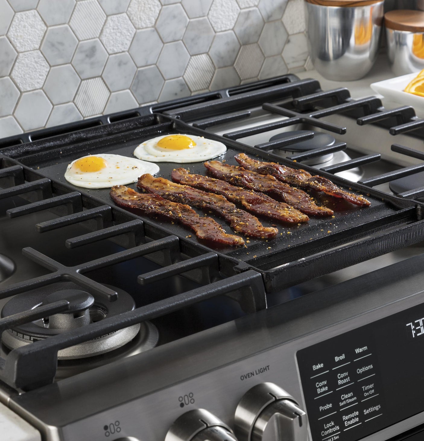 GE Profile™ 30" Smart Dual Fuel Slide-In Front-Control Range