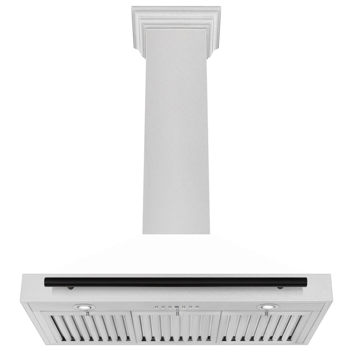 ZLINE 36 in. Autograph Edition Convertible Fingerprint Resistant DuraSnow Stainless Steel Range Hood with White Matte Shell and Champagne Bronze Handle (KB4SNZ-WM36-CB) [Color: Matte Black Accents]