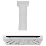 ZLINE 36 in. Autograph Edition Convertible Fingerprint Resistant DuraSnow Stainless Steel Range Hood with White Matte Shell and Champagne Bronze Handle (KB4SNZ-WM36-CB) [Color: Matte Black Accents]