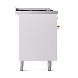 ILVE UN60FSQNMPWHGLP Nostalgie II Noblesse 60 inch Dual Fuel Range (7 Sealed Burners + Griddle + French Top, Liquid Propane, Solid Door, White, Brass)