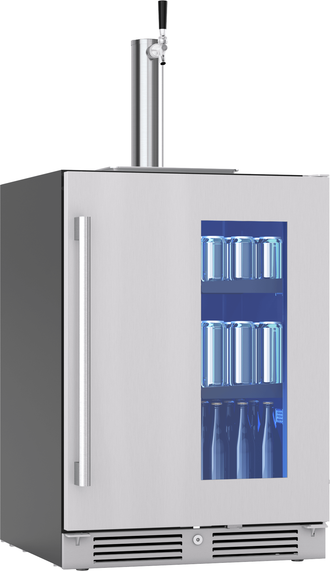 Presrv Kegerator & Beverage Cooler, 24in Under Cabinet, SS+Glass, Reverse Door, 1 Zone