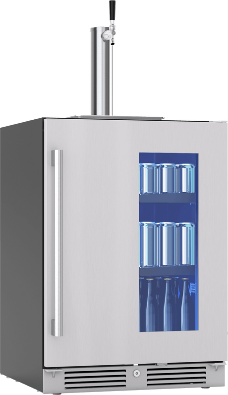 Presrv Kegerator & Beverage Cooler, 24in Under Cabinet, SS+Glass, Reverse Door, 1 Zone