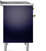 Nostalgie II 40 Inch Dual Fuel Natural Gas Freestanding Range in Blue with Brass Trim