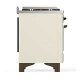 ILVE UM48FQNR3AWB Majestic III 48 inch Dual Fuel Range with 8 Burners and Griddle, Dual Function Burner up to 25,000 BTU (Natural Gas, Solid Door, Antique White, Burnished)