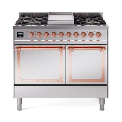 ILVE UND40FQNMPSSP Nostalgie II Noblesse 40 inch Dual Fuel Range (Natural Gas, Solid Door, Stainless Steel, Copper)