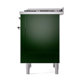 ILVE UN36FQNMPEGC Nostalgie II Noblesse 36 inch Dual Fuel Range (Natural Gas, Solid Door, Emerald Green, Chrome)