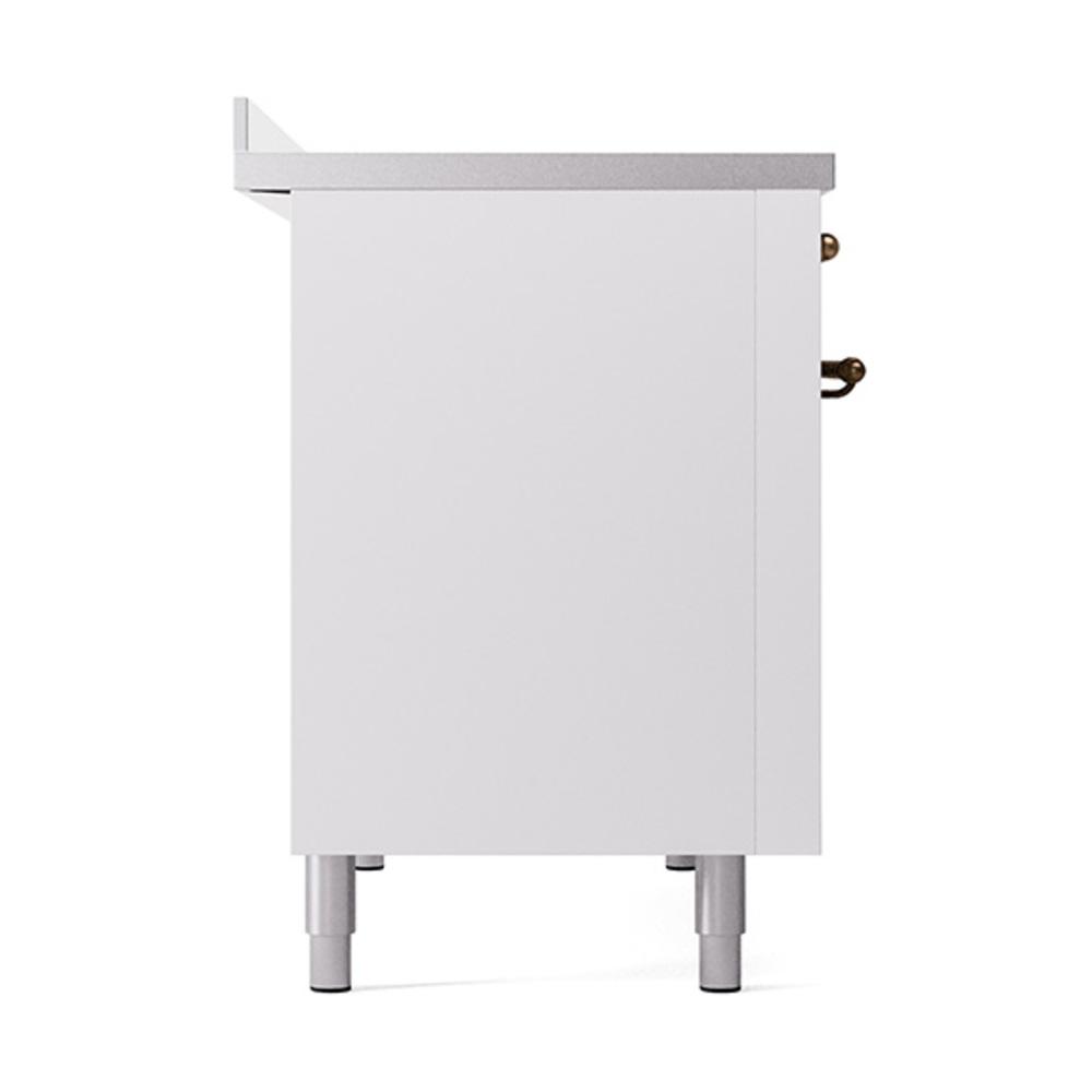 ILVE UNI486QNMPWHB Nostalgie II Noblesse 48 inch Induction Range (Solid Door, White, Burnished)