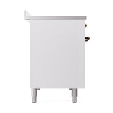 ILVE UNI486QNMPWHB Nostalgie II Noblesse 48 inch Induction Range (Solid Door, White, Burnished)