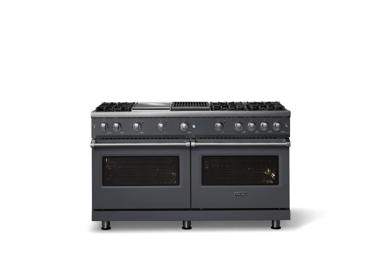 60"W. Sealed Burner Gas Range (Finish: Cast Black, Trim: Polished Chrome, Fuel: Natural Gas)