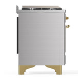 ILVE UM60FNR3SSG Majestic III 60 inch Dual Fuel Range with 9 Burners and Griddle, Dual Function Burner up to 25,000 BTU (Natural Gas, Triple Glass Door, Stainless Steel, Brass)