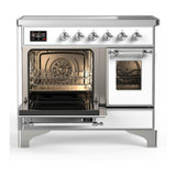 ILVE UMDIB40NR3WHC Majestic III 40 inch Induction Range with 6 Elements, 3.82 cu. ft. Total Oven Capacity (Triple Glass Door, White, Chrome)