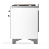 ILVE UMD40FNR3WHC Majestic III 40 inch Dual Fuel Range with 6 Burners and Griddle, Dual Function Burner up to 25,000 BTU (Natural Gas, Triple Glass Door, White, Chrome)
