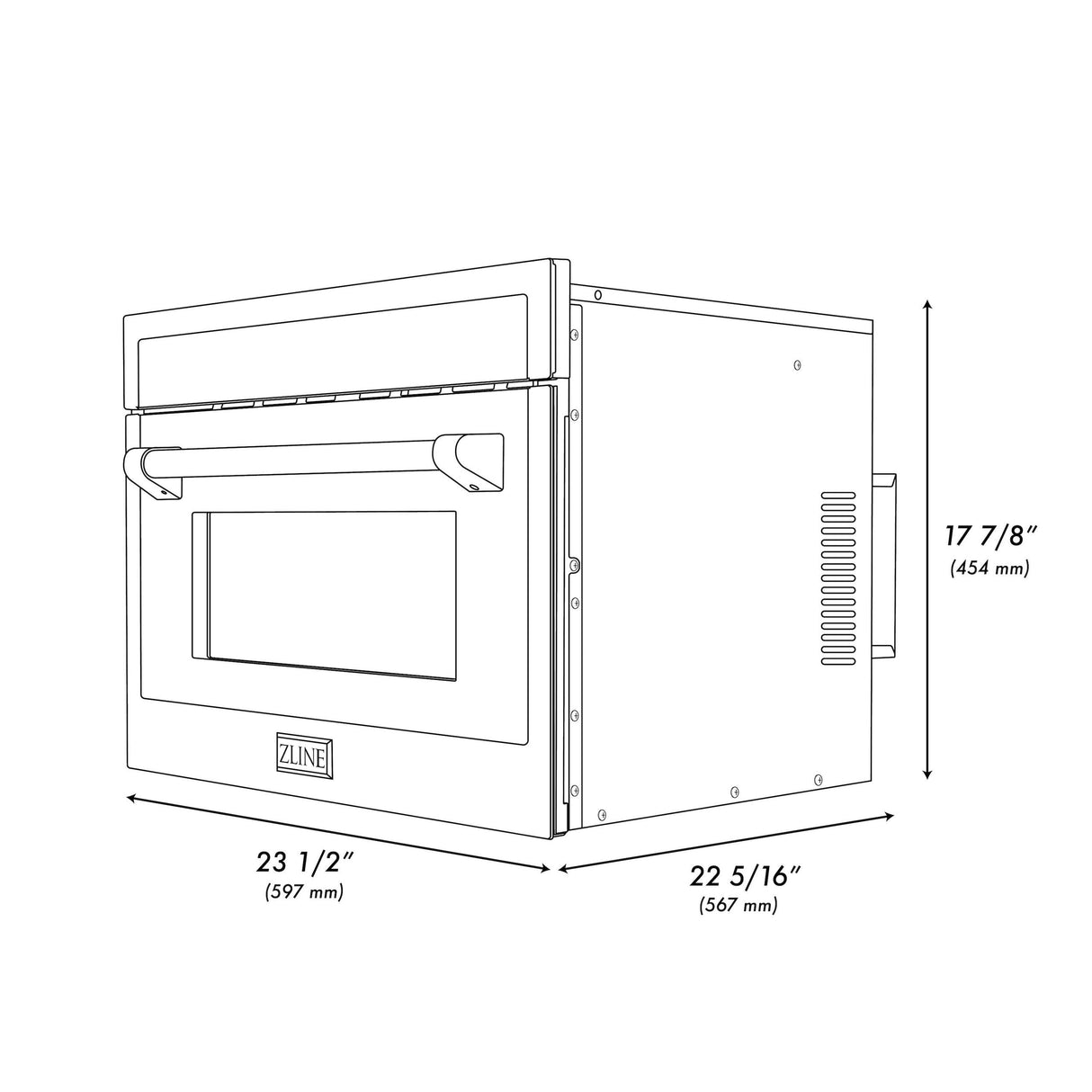 ZLINE Autograph Edition 24" 1.6 cu ft. Built-in Convection Microwave Oven in Black Stainless Steel and Polished Gold Accents (MWOZ-24-BS-G)