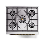 ILVE UN30NMPMBG Nostalgie II Noblesse 30 inch Dual Fuel Range (Natural Gas, Triple Glass Door, Midnight Blue, Brass)