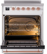 Nostalgie II 30 Inch Electric Freestanding Range in White with Copper Trim
