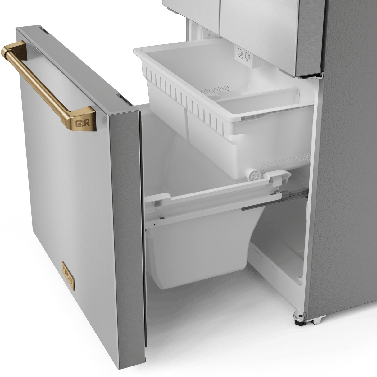 30 Inch 17.5 Cu Ft French Door Counter Depth Refrigerator With Ice Maker In Stainless Steel/bronze  Gordon Ramsay Series