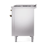 ILVE UN48FQNMPSSB Nostalgie II Noblesse 48 inch Dual Fuel Range (8 Sealed Burners + Griddle, Natural Gas, Solid Door, Stainless Steel, Burnished)