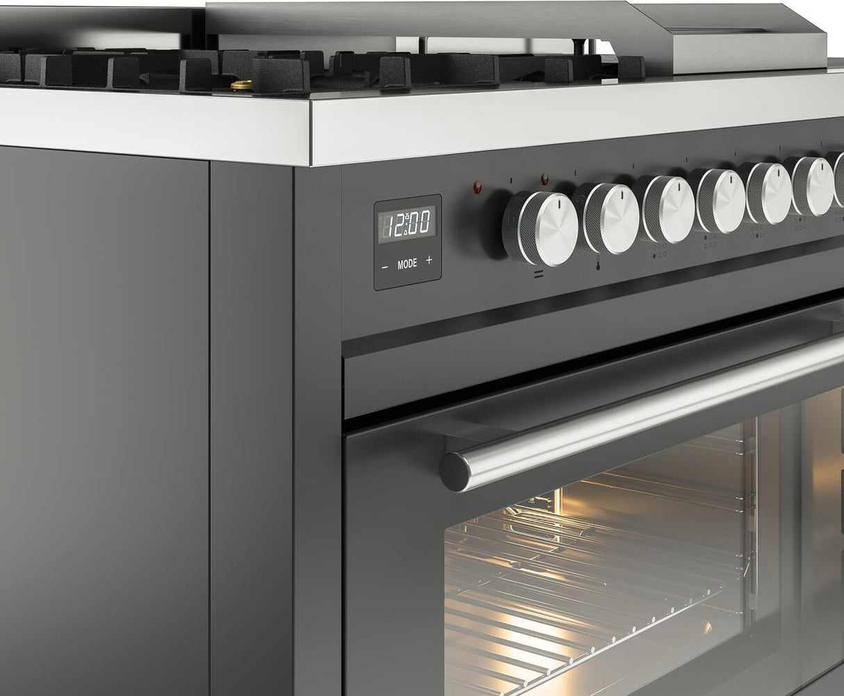 Professional Plus II 48 Inch Dual Fuel Liquid Propane Freestanding Range in Matte Graphite with Trim