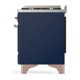 ILVE UM48FNR3MBP Majestic III 48 inch Dual Fuel Range with 8 Burners and Griddle, Dual Function Burner up to 25,000 BTU (Natural Gas, Triple Glass Door, Midnight Blue, Copper)